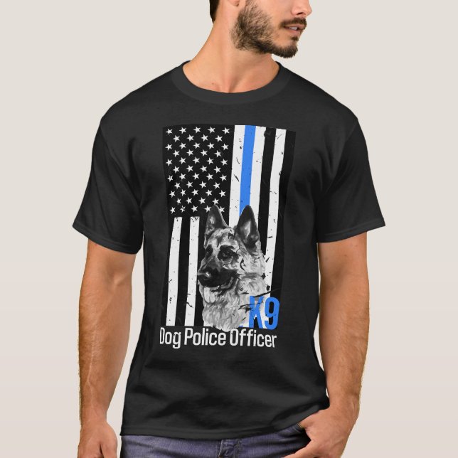 Camiseta Delgada Línea Azul K9 Oficina de Policía de Pastor (Anverso)