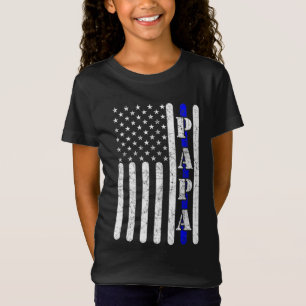 Camiseta Delgada Línea Azul Papa Vintage Policía Bandera Es