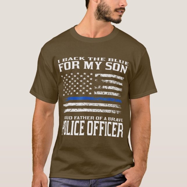 Camiseta Delgado    Línea Azul Orgulloso Padre De Policía (Anverso)