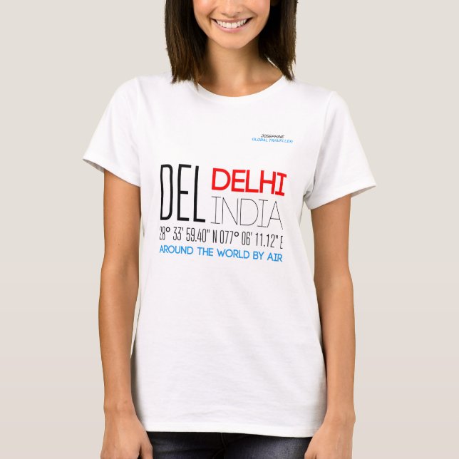 Camiseta Delhi, India: Arte de texto (Anverso)