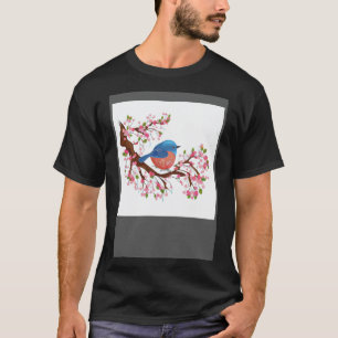 Camiseta Delicada ave azul japonesa y cerveza de cerezo