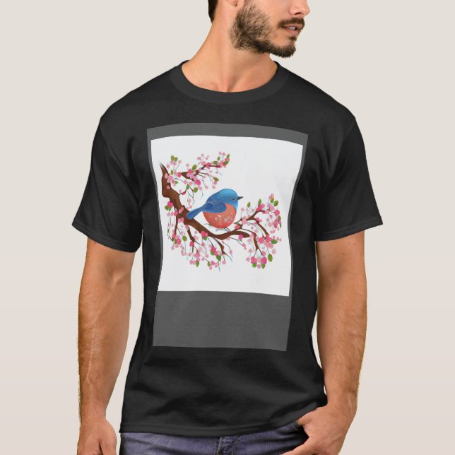 Camiseta Delicada ave azul japonesa y cerveza de cerezo (Anverso)