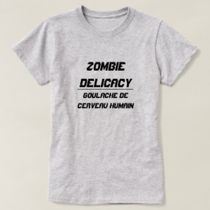 Camiseta Delicadeza zombie Cerebro humano con tocino y manz