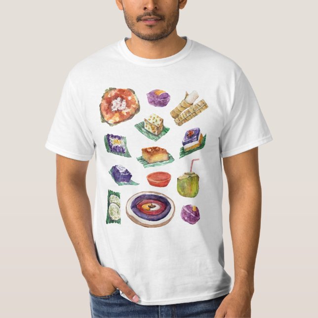 Camiseta Delicadezas filipinas de la comida en la acuarela (Anverso)