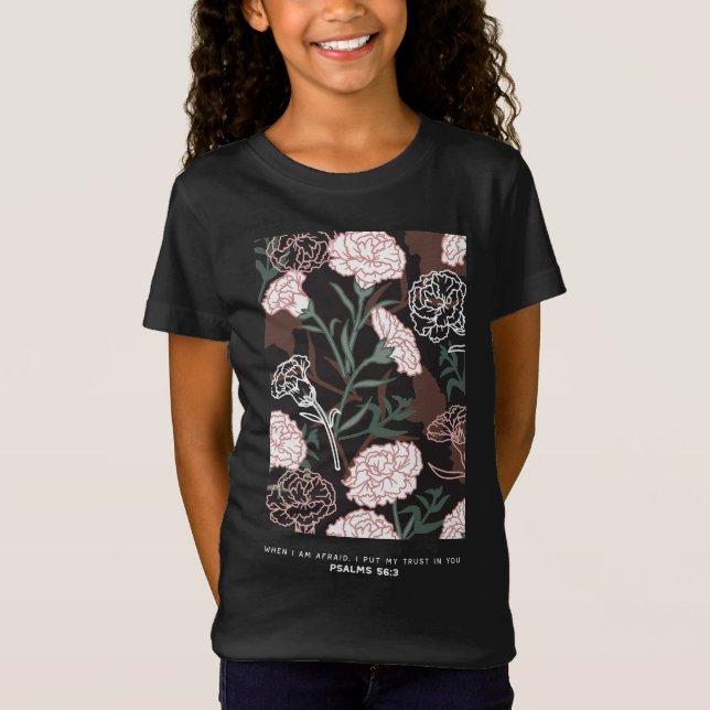 Camiseta Delicados claveles rosados con flores de hojas ver (Anverso)