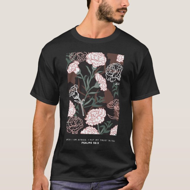 Camiseta Delicados claveles rosados con flores de hojas ver (Anverso)