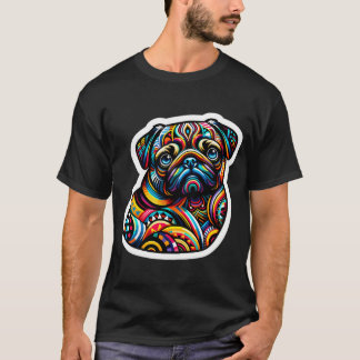 Camiseta Delicia de Pug Abstracta: Un Espectro de Patrones 
