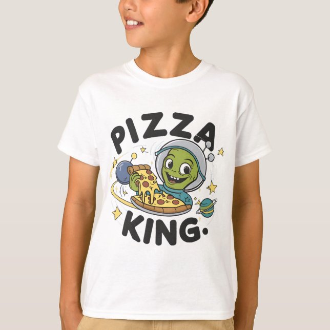 Camiseta Delicia Extraterrestre: Alien Devorando Pizza (Anverso)