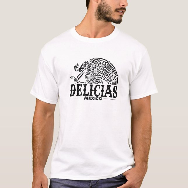 Camiseta Delicias México Águila Retro Vintage con problemas (Anverso)