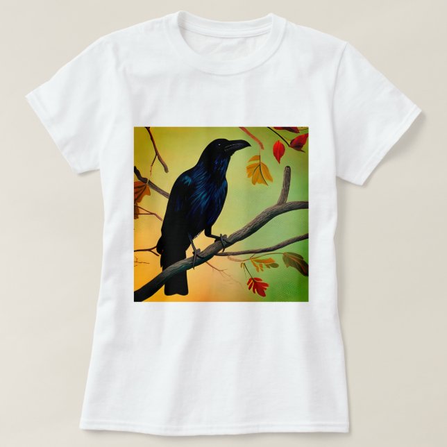 Camiseta Deliciosa Raven De Diversión En La Rama (Diseño del anverso)
