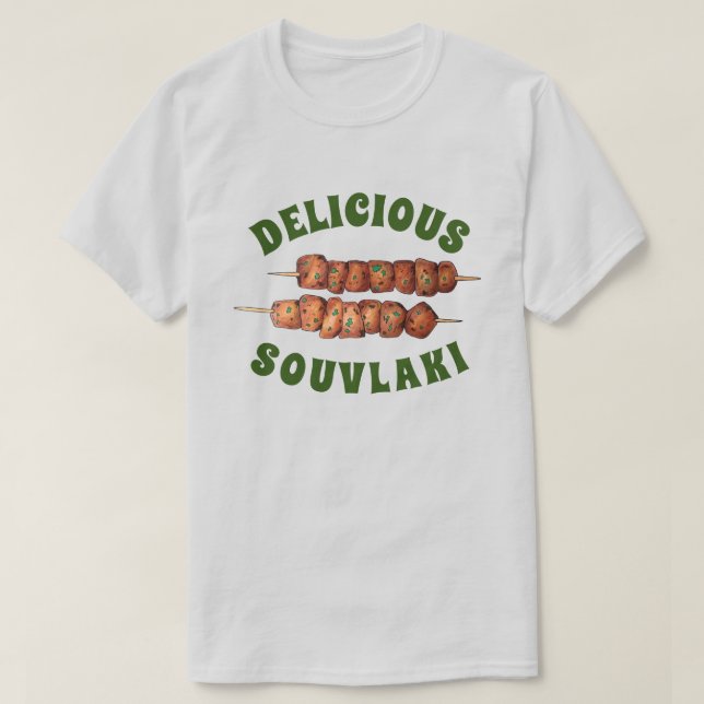 Camiseta Deliciosa Souvlaki Carne de cerdo Skewer Cocina gr (Diseño del anverso)