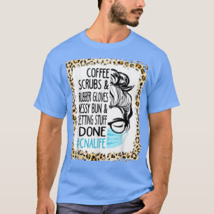 Camiseta Delicioso café crubos y guantes de goma Messy Bun 