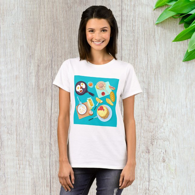 Camiseta Delicioso desayuno crepes Huevos Café (Subido por el creador)
