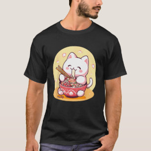 Camiseta Deliciosos Fideos Ramen Japoneses Neko Gato Adorab