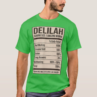 Camiseta Delilah Nutrition Facts Name Nickname Alias Title