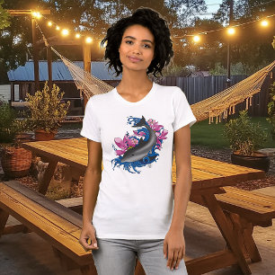Camiseta Delphin Lotus Flores Flores Flores de cerezo