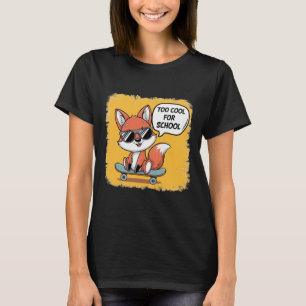 Camiseta Demasiado Cool Para la Escuela Zorro de Skateboard