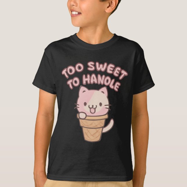 Camiseta Demasiado dulce para manejar | Gato de helado de K (Anverso)