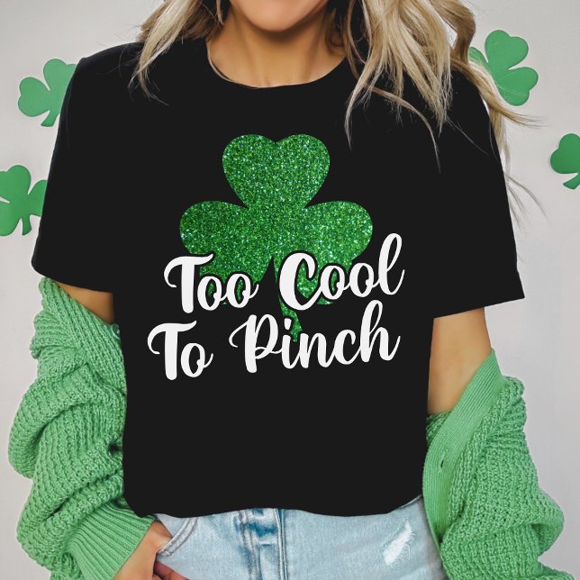 Camiseta Demasiado Guay Para Ppulsar El Día Del Purpurina S (Too Cool To Pinch Glitter Shamrock St Patrick's Day T-Shirt)