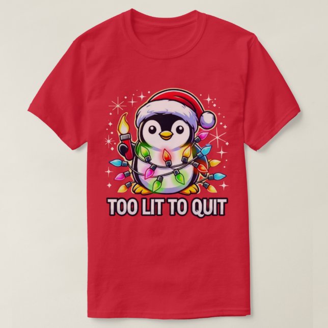 Camiseta Demasiado ligero para dejar el pingüino Navidad (Diseño del anverso)