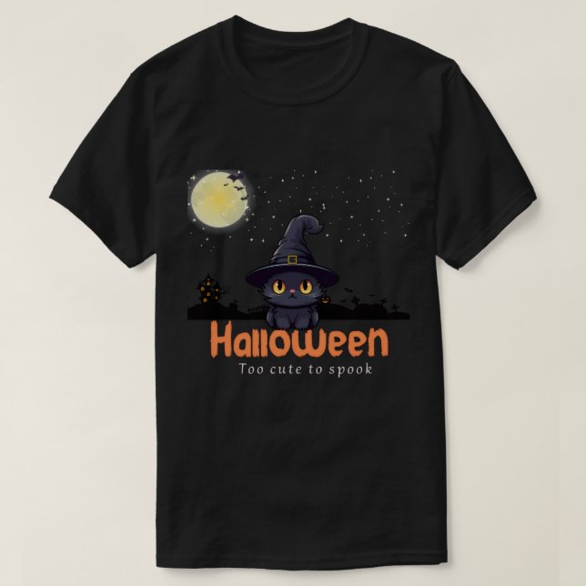 Camiseta Demasiado lindo para hablar - Halloween del gato n (Diseño del anverso)