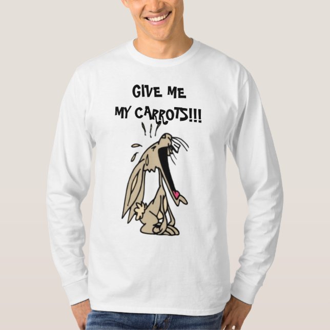 CAMISETA ¡DÉME MIS ZANAHORIAS!!! CONEJO ESTROPEADO (Anverso)