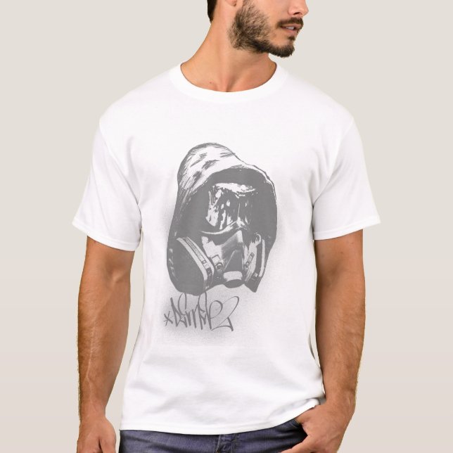 Camiseta Demer inc., careta antigás (Anverso)