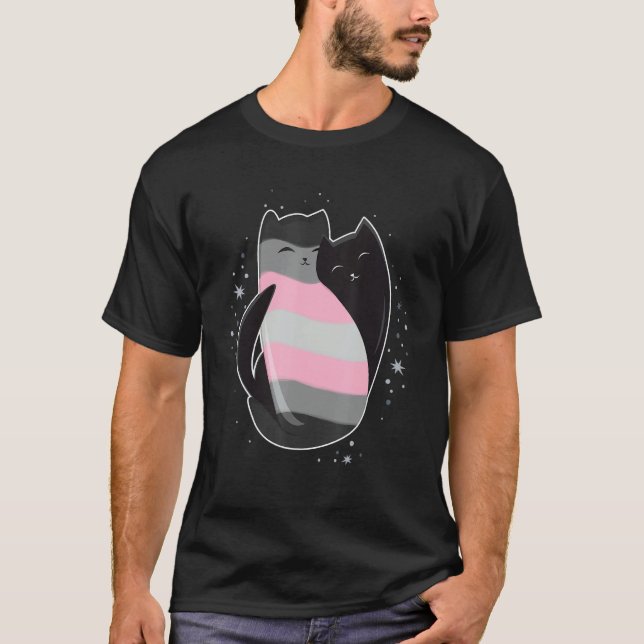 Camiseta Demigirl Cat Flag Nonbinary Transgender LGBT Black (Anverso)