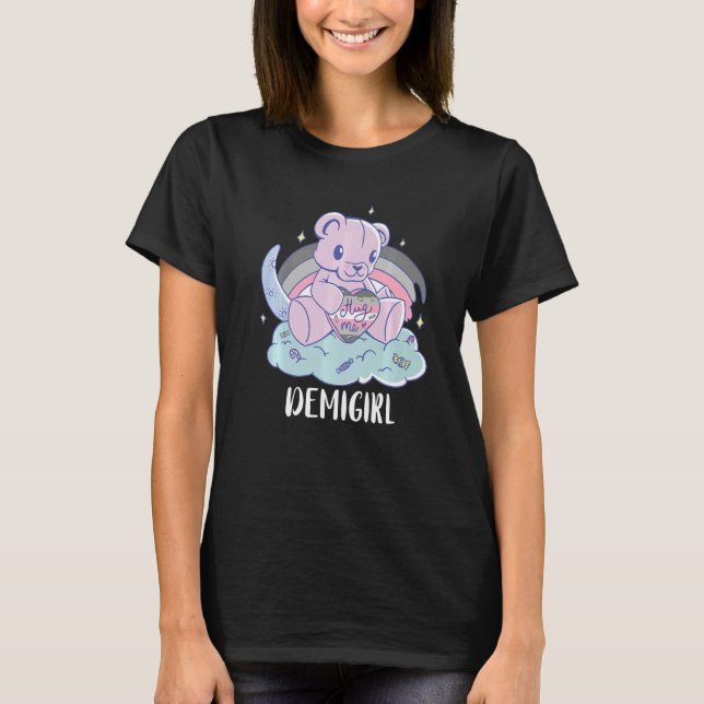 Camiseta Demigirl Hug Me Bear Demigirl Flag LGBTQ Demi Girl (Anverso)