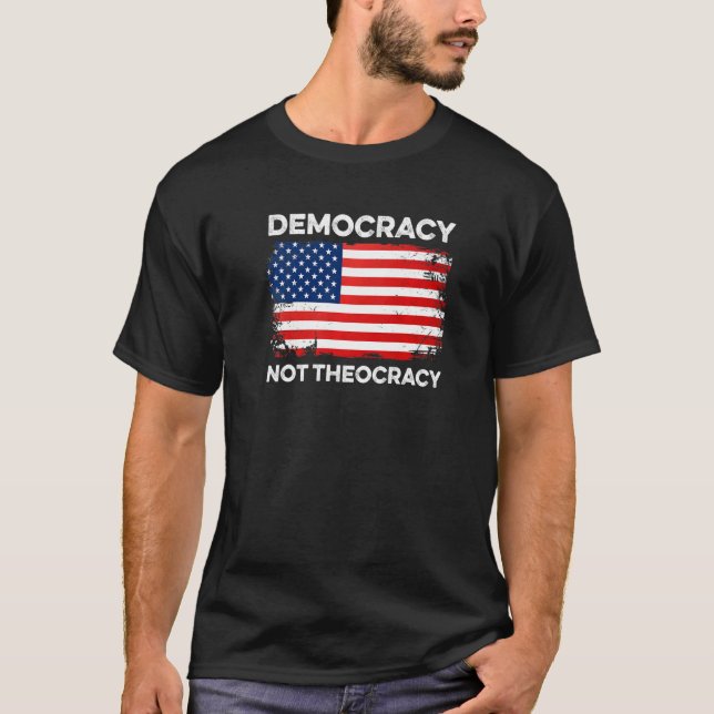 Camiseta Democracia, no teocracia, Iglesia de separación Co (Anverso)