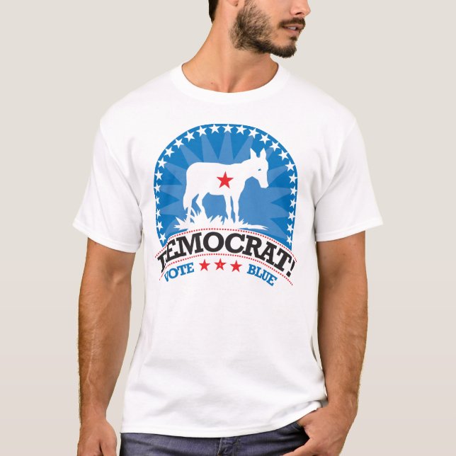 Camiseta ¡Demócrata! ¡Azul del voto! (Anverso)