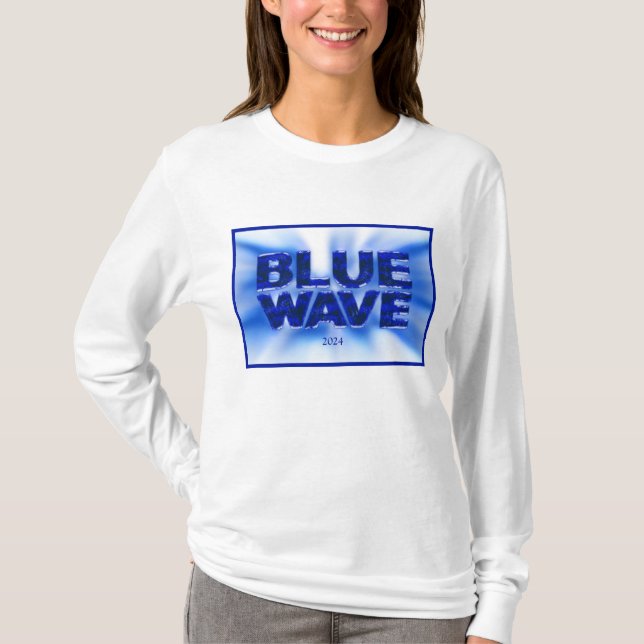 Camiseta Demócrata de la ola BLUE (Anverso)
