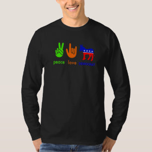 Camiseta Demócrata del burro del amor por la paz Elección d