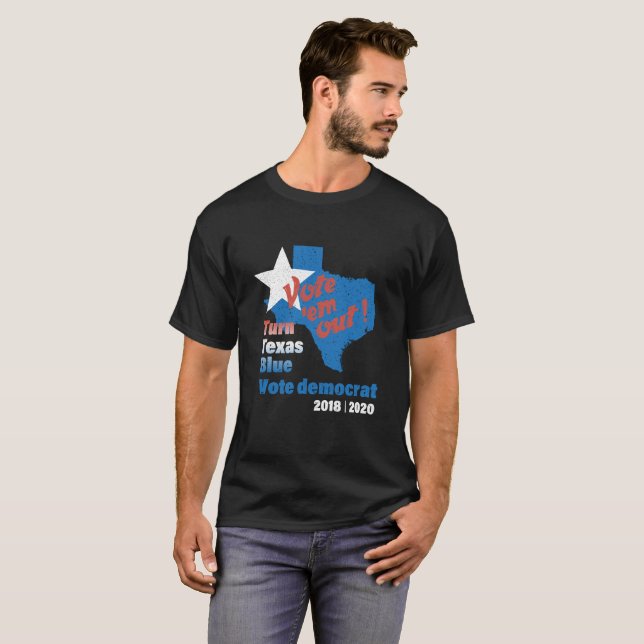 Camiseta ¡Demócratas! ¡Dé vuelta a Tejas azul! (Anverso completo)