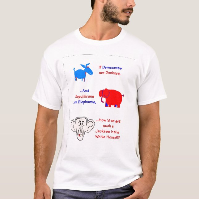 Camiseta Demócratas son burros, republicanos son elefantes, (Anverso)