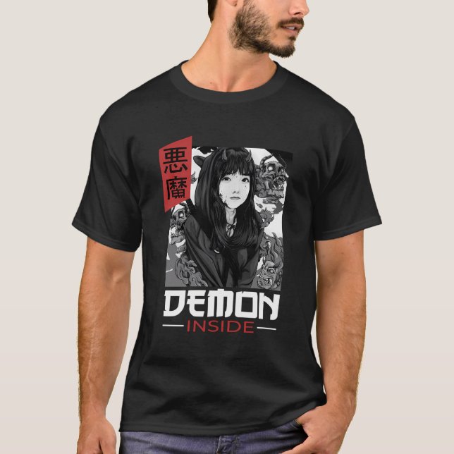 Camiseta Demon dentro de la estética gráfica japonesa Oni J (Anverso)