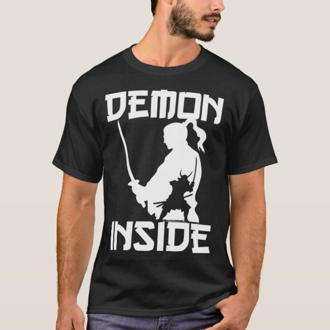 Camiseta Demon Japanese Warrior Samurai Katana Sword Japan  (Anverso)