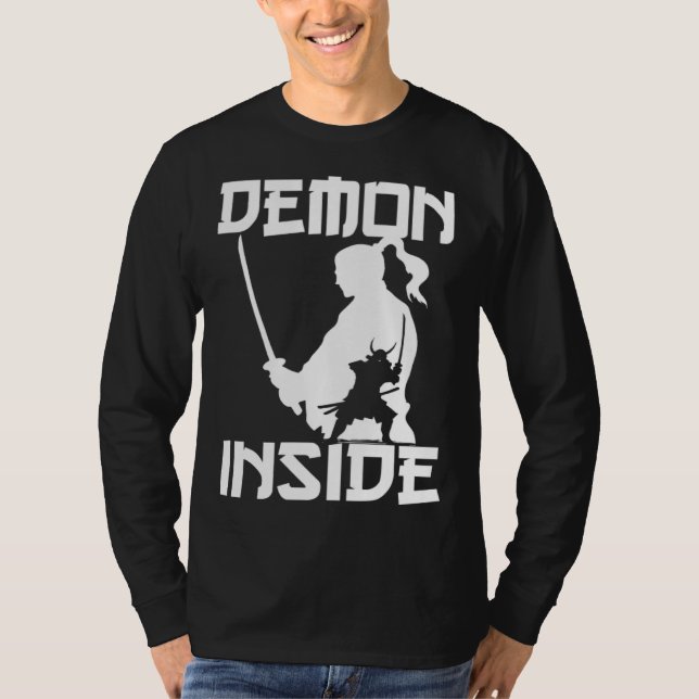 Camiseta Demon Japanese Warrior Samurai Katana Sword Japan  (Anverso)