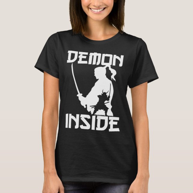 Camiseta Demon Japanese Warrior Samurai Katana Sword Japan  (Anverso)