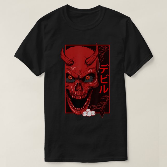 Camiseta Demon japonés frente al cráneo Devil Nippon Style  (Diseño del anverso)