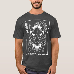 Camiseta Demon japonés Hannya Oni Mask dibujada como minima