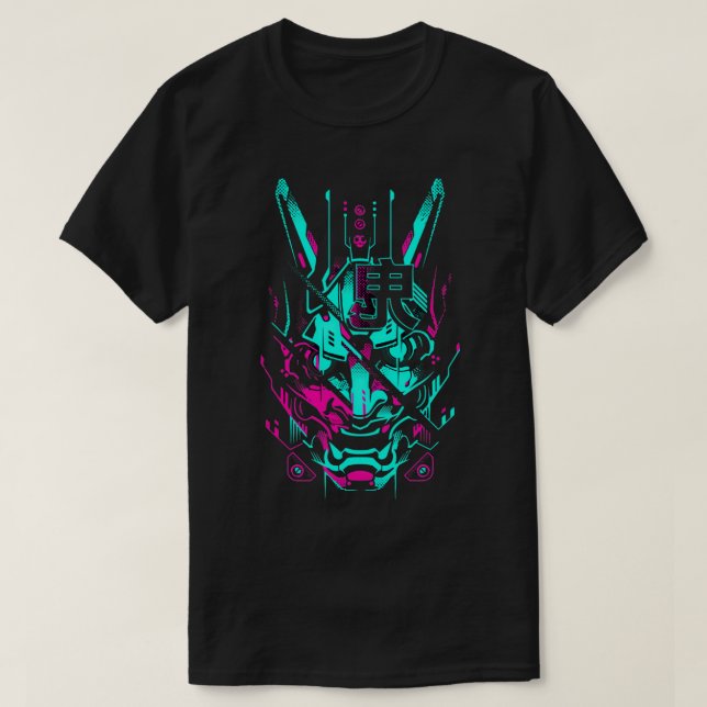 Camiseta Demon japonés Harajuku Kabuki Yokai Oni máscara fa (Diseño del anverso)