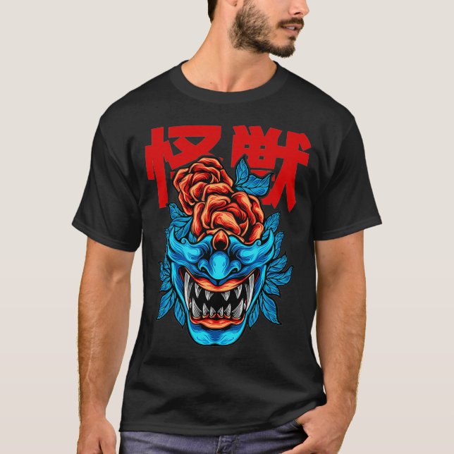 Camiseta Demon japonés Samurai Oni Face Mask regalo  (Anverso)
