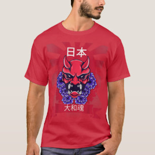 Camiseta Demon japonés Samurai Oni máscara japonesa de sol