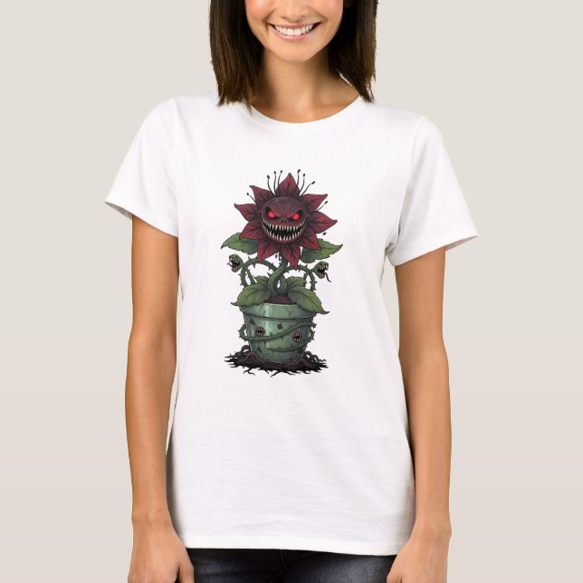 Camiseta Demonic Bloodbloom in Cursed Pot (Anverso)