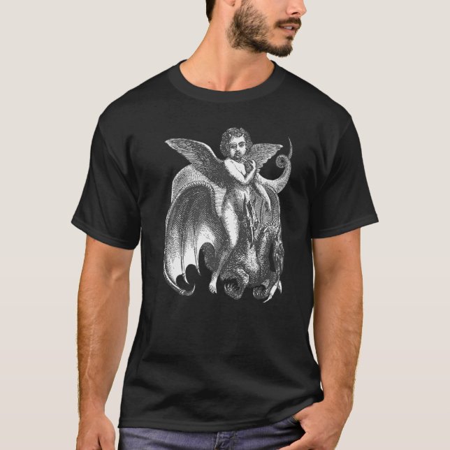 Camiseta Demonic Winged Character Riding A Two Headed Drago (Anverso)