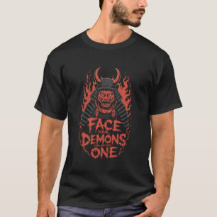 Camiseta Demonio Gato Samurái Enfrenta Tus Demonios Fuerza 