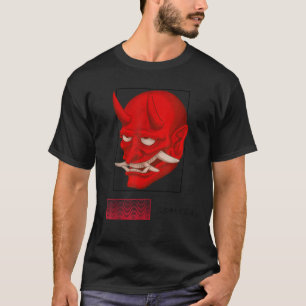 Camiseta Demonio Japonés de Arte Diablo Cara De Oni Skull H