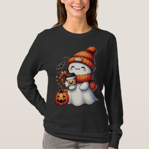 Camiseta Demonio Lindo Bebiendo Café Bruja de Halloween Caf