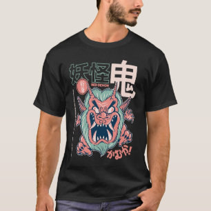 Camiseta Demonio rojo retro japonés Kaiju